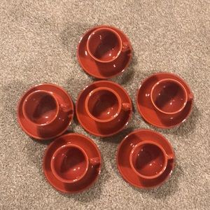 Paprika Fiesta Ware Cups and Saucers (Set of 6)